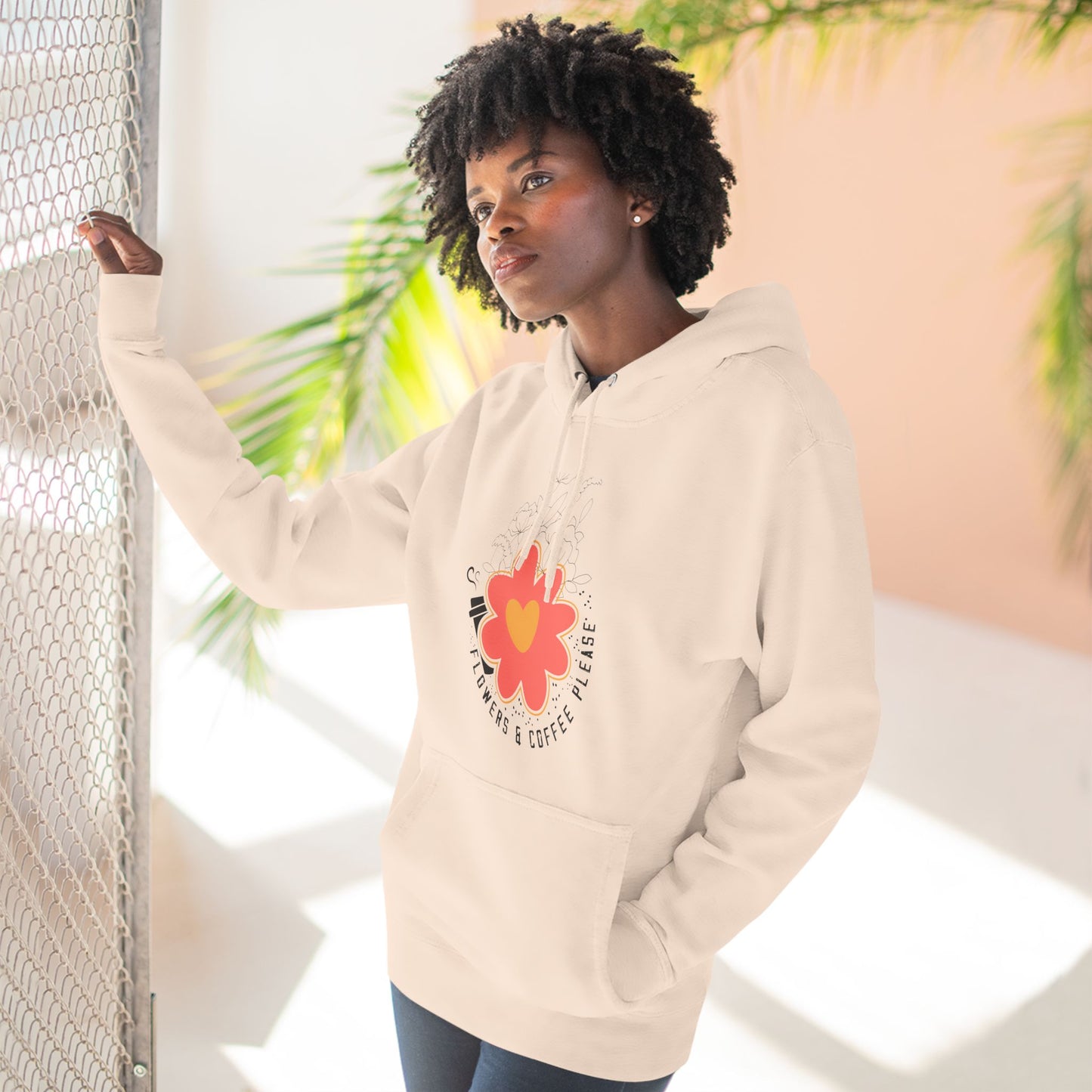 Three-Panel Fleece Hoodie Flowers