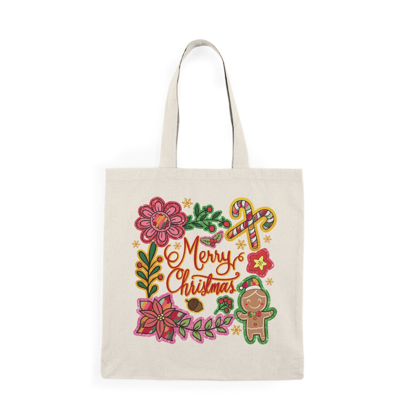 Merry Christmas Natural Tote Bag