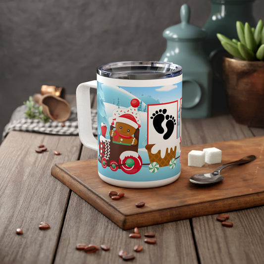 Festive Insulated Coffee Mug  with Adorable Footprint Design