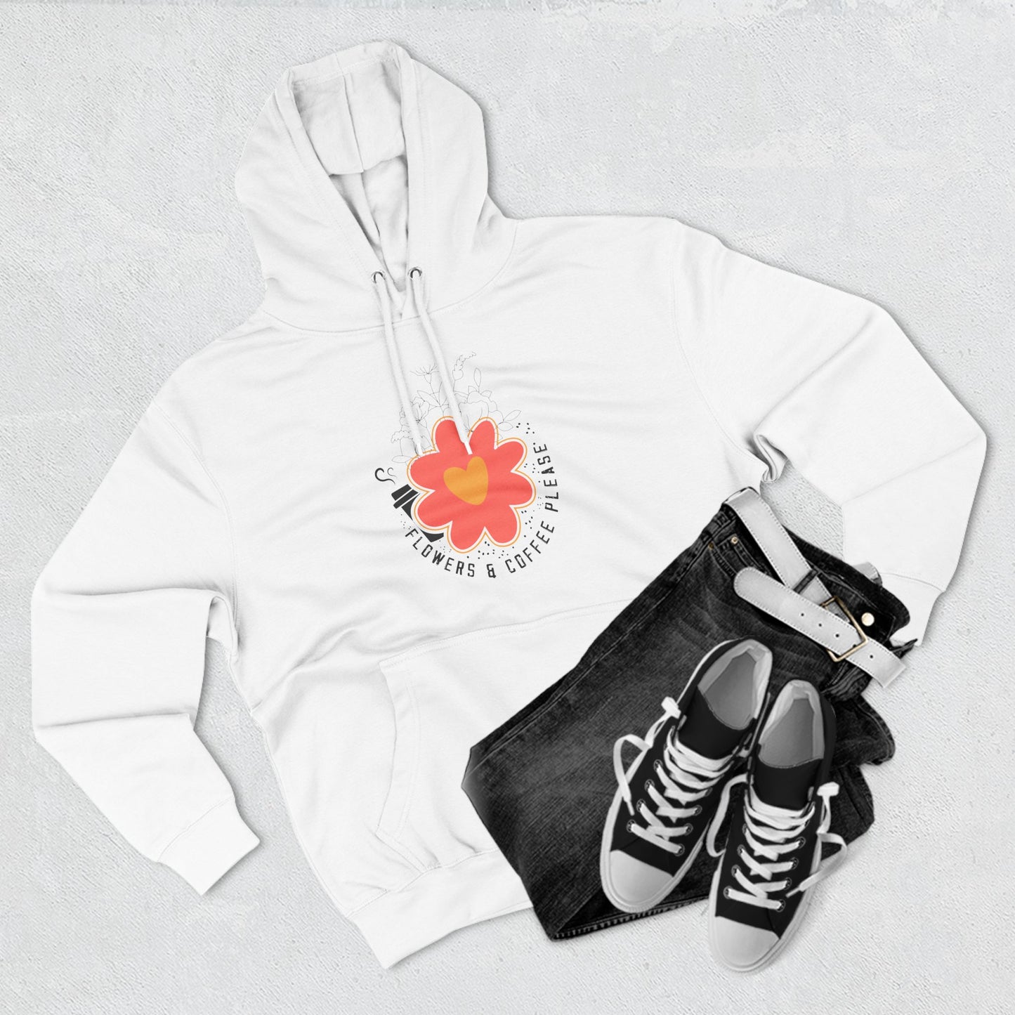 Three-Panel Fleece Hoodie Flowers