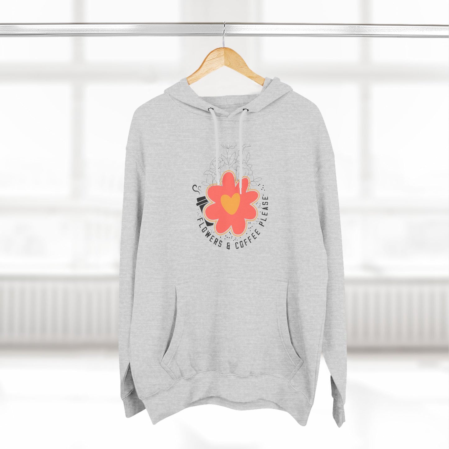 Three-Panel Fleece Hoodie Flowers