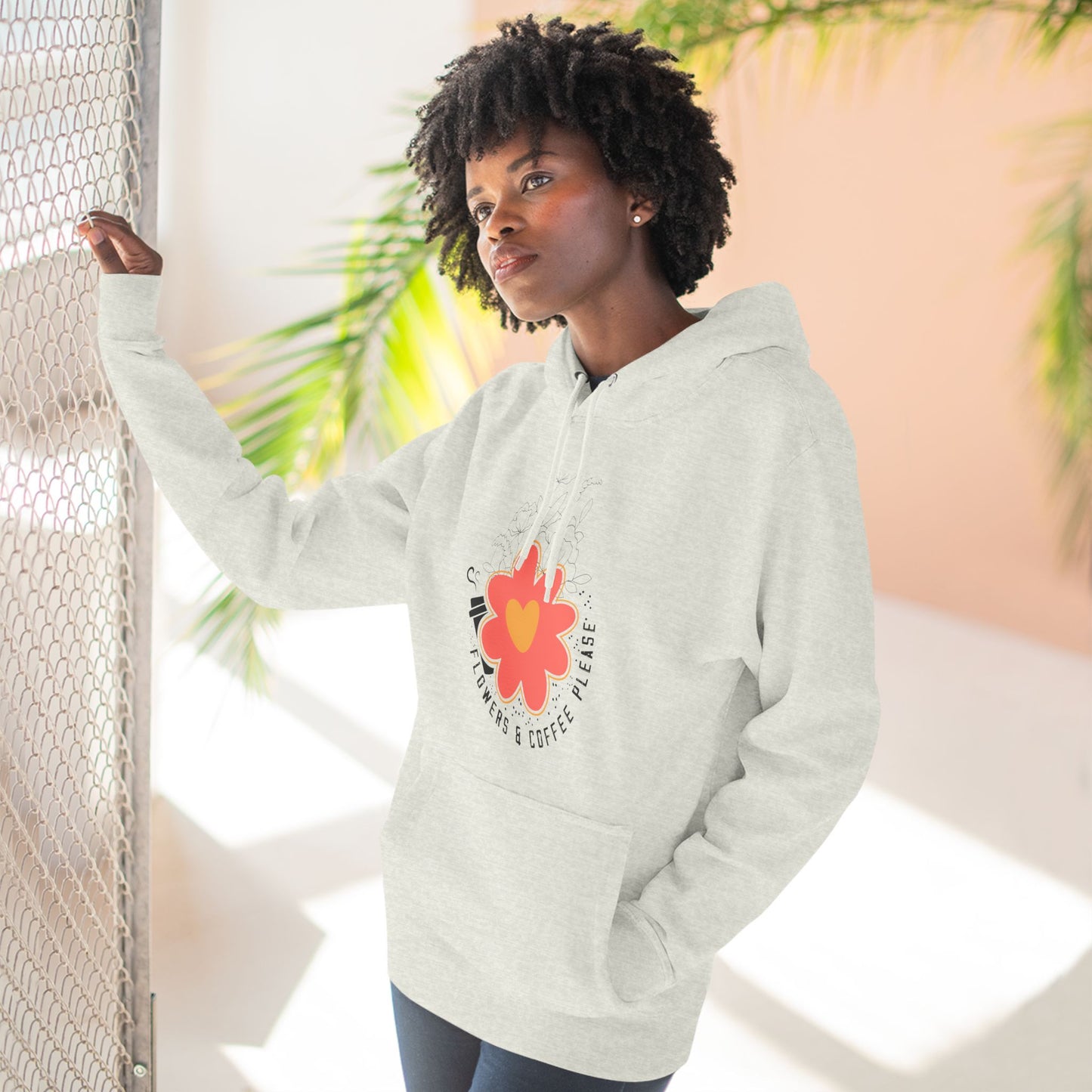 Three-Panel Fleece Hoodie Flowers