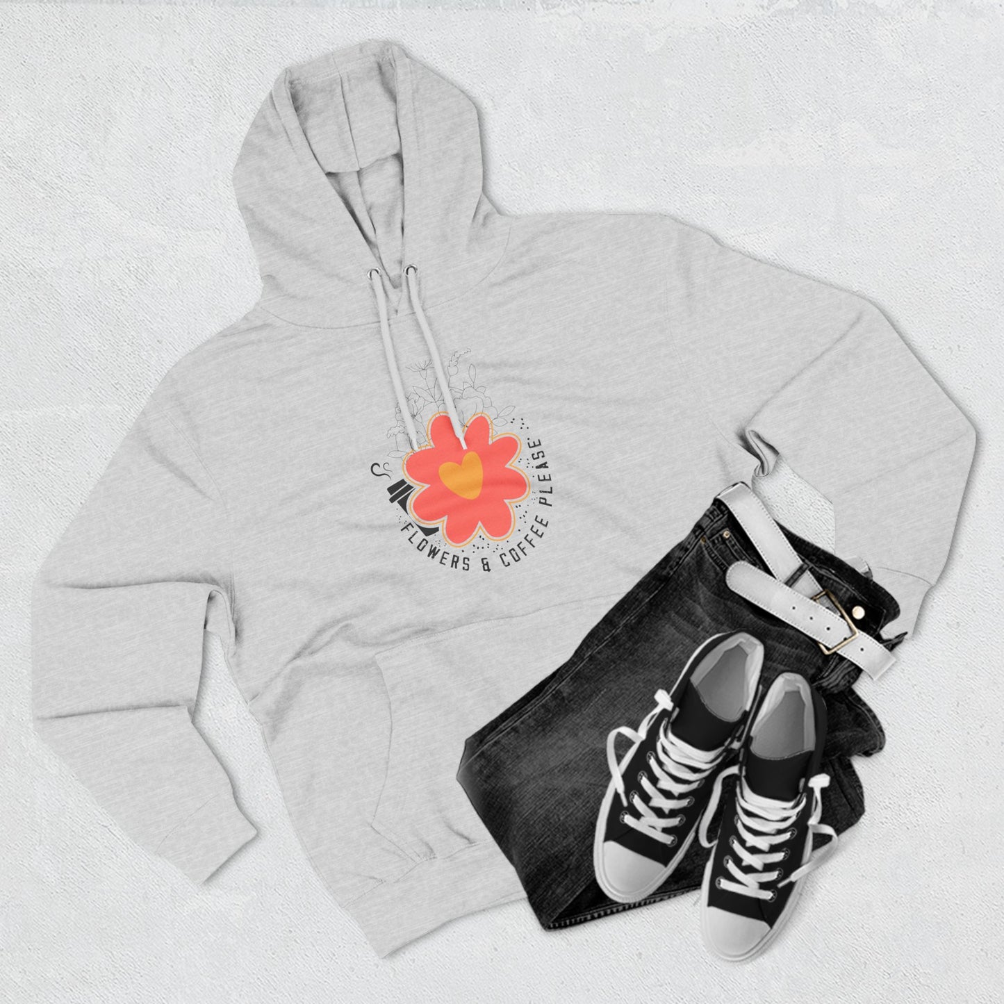 Three-Panel Fleece Hoodie Flowers