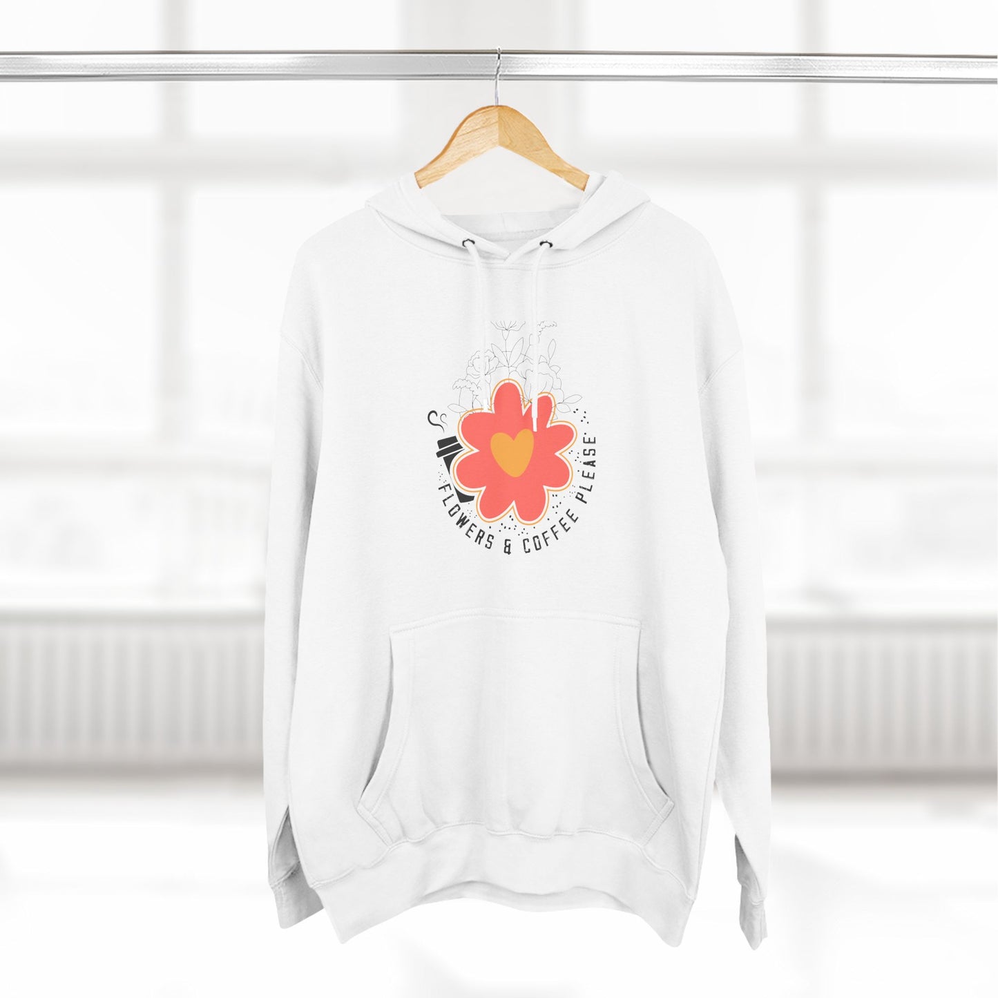 Three-Panel Fleece Hoodie Flowers