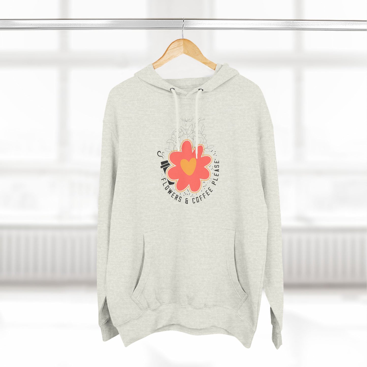 Three-Panel Fleece Hoodie Flowers