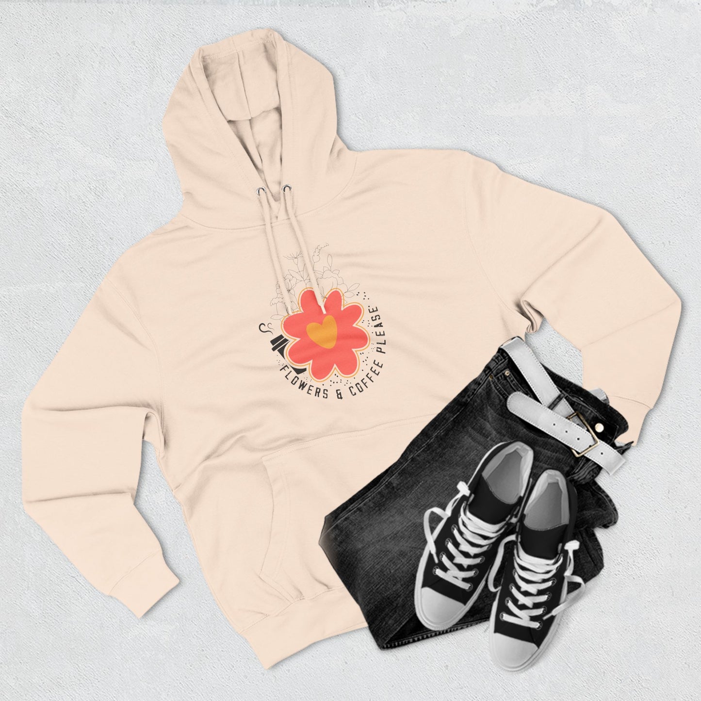 Three-Panel Fleece Hoodie Flowers