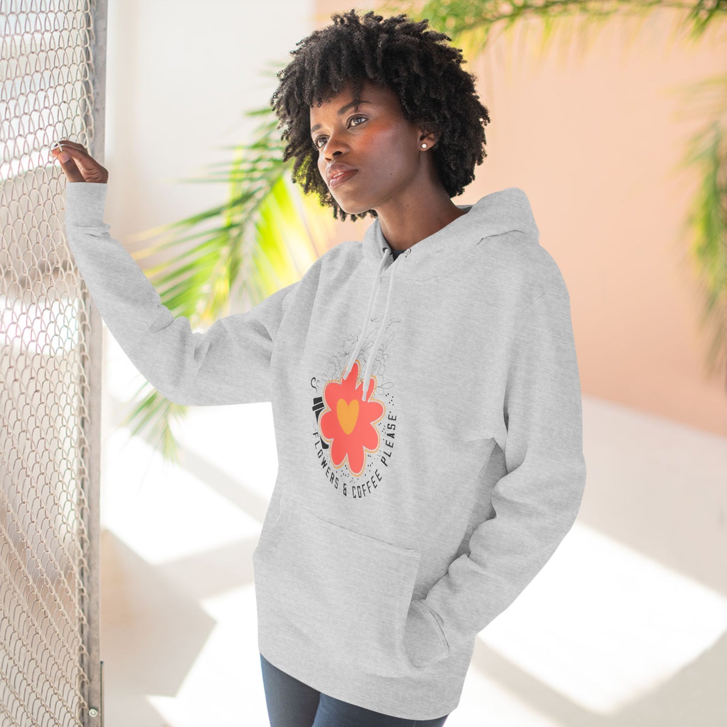 Three-Panel Fleece Hoodie Flowers