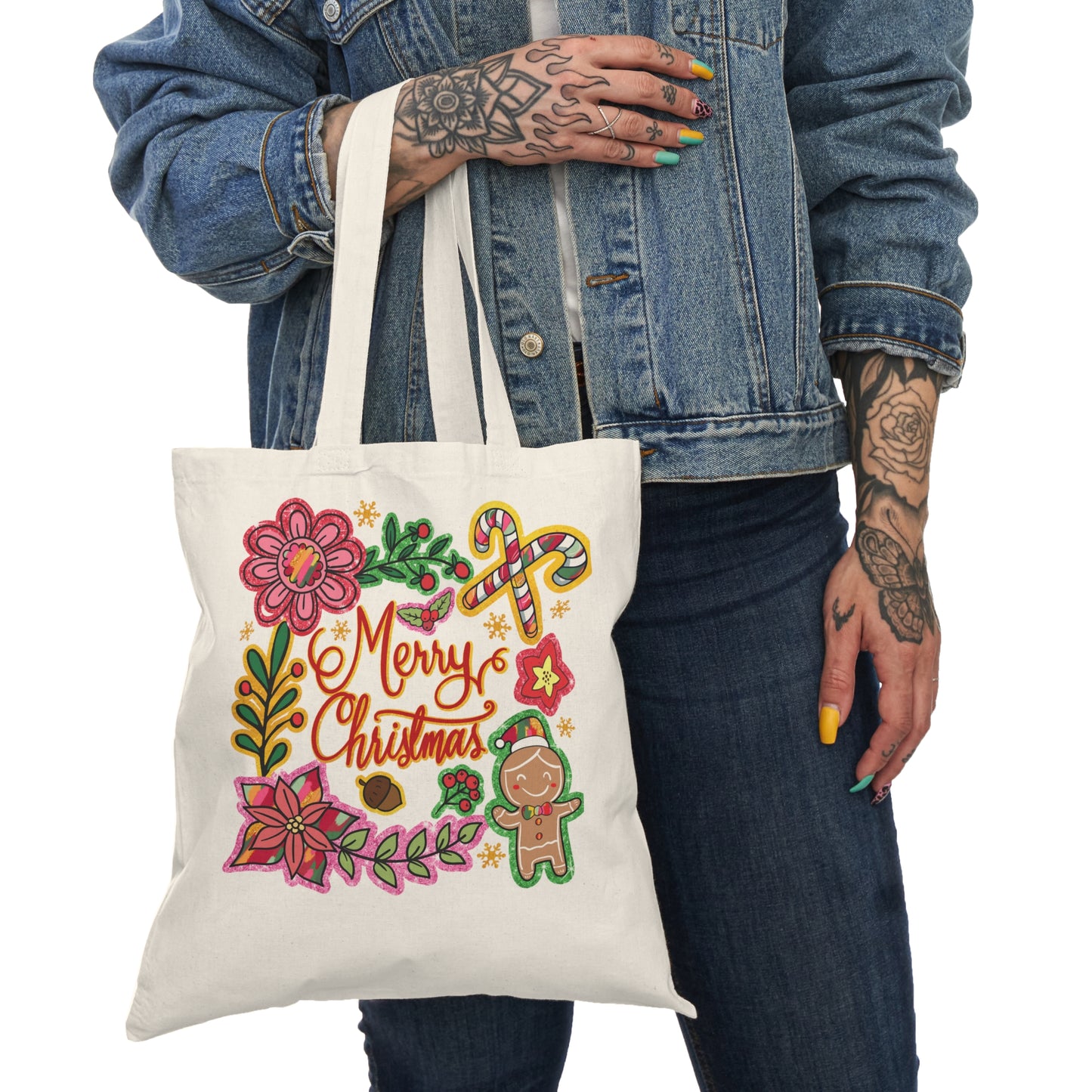 Merry Christmas Natural Tote Bag