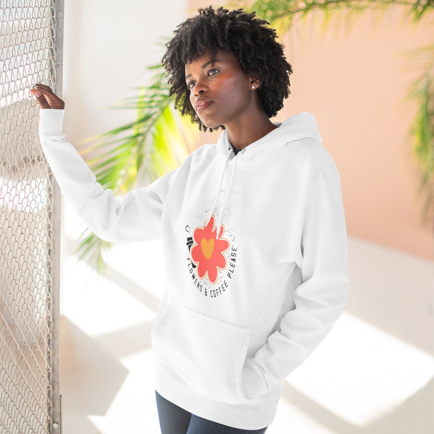 Three-Panel Fleece Hoodie Flowers