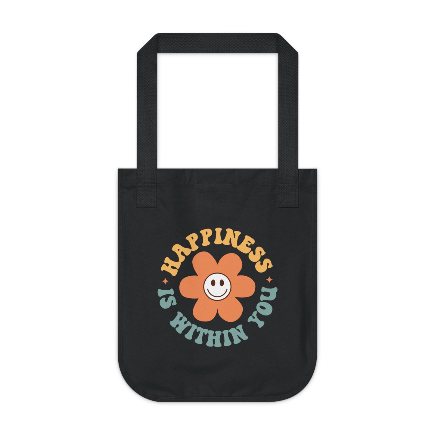 Organic Canvas Tote Bag Happiness Is Within You