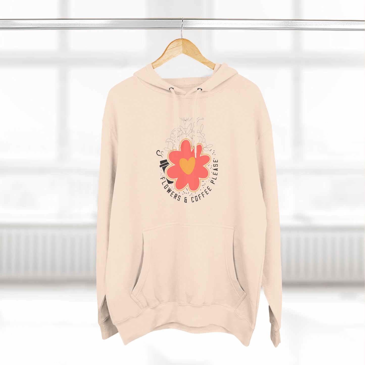 Three-Panel Fleece Hoodie Flowers