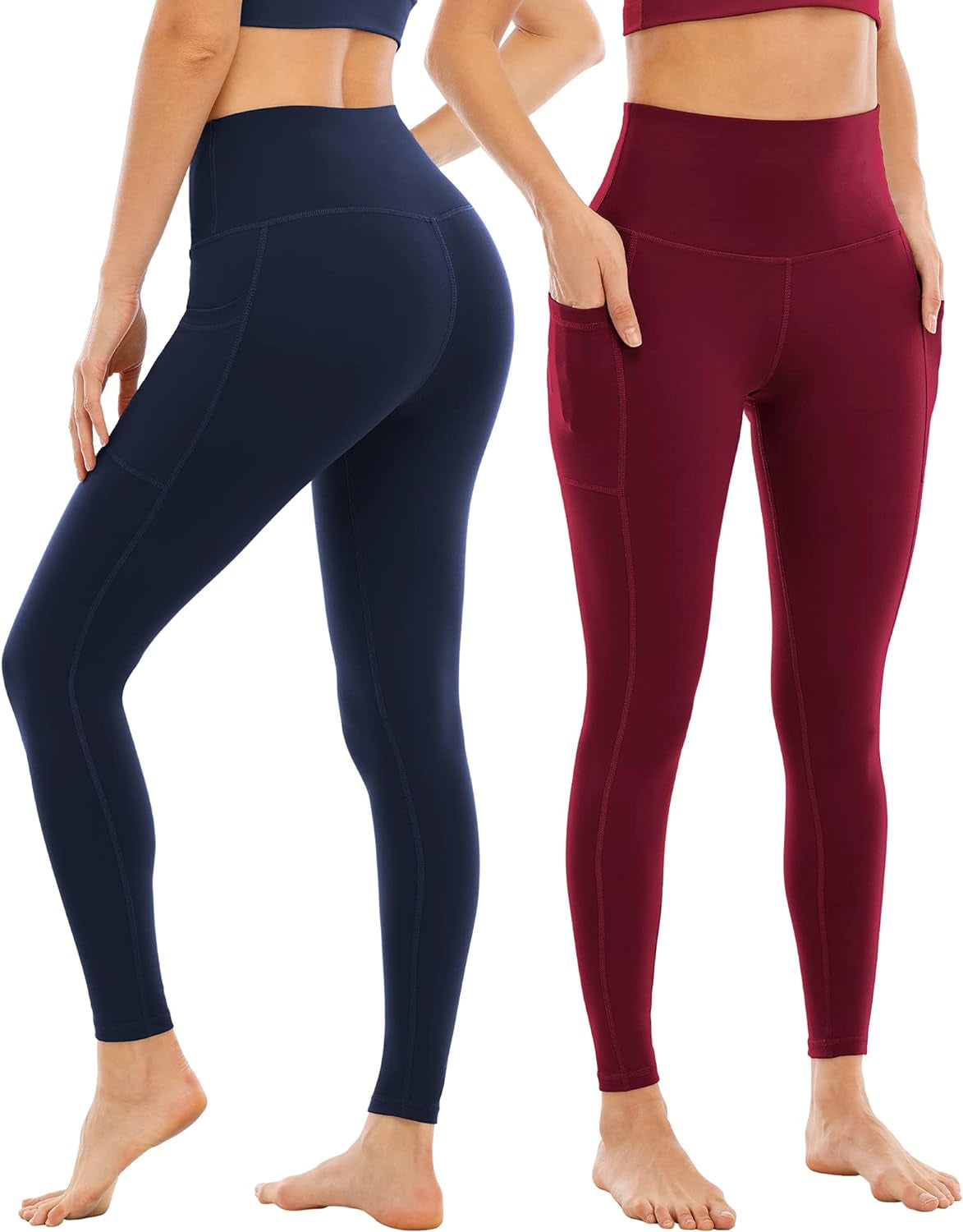 4 Pack Leggings with Pockets for Women,High Waist Tummy Control Workout Yoga Pants