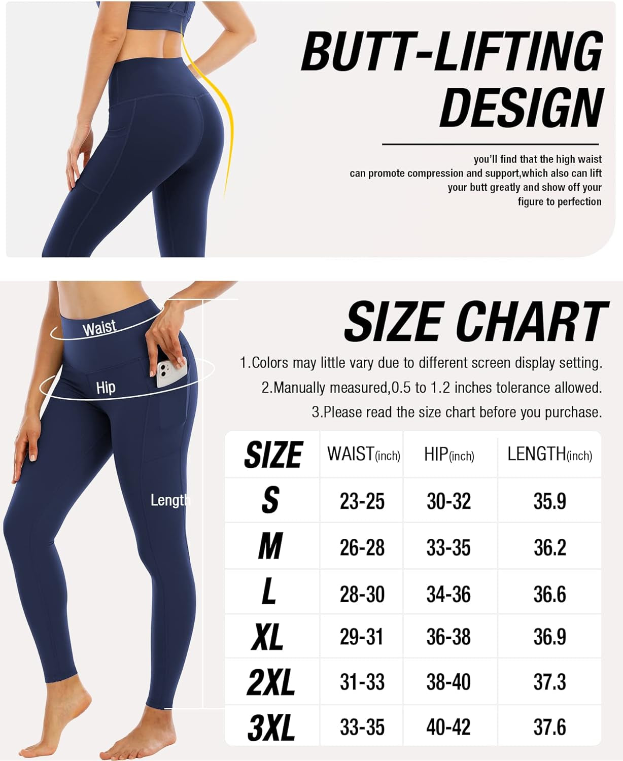 4 Pack Leggings with Pockets for Women,High Waist Tummy Control Workout Yoga Pants